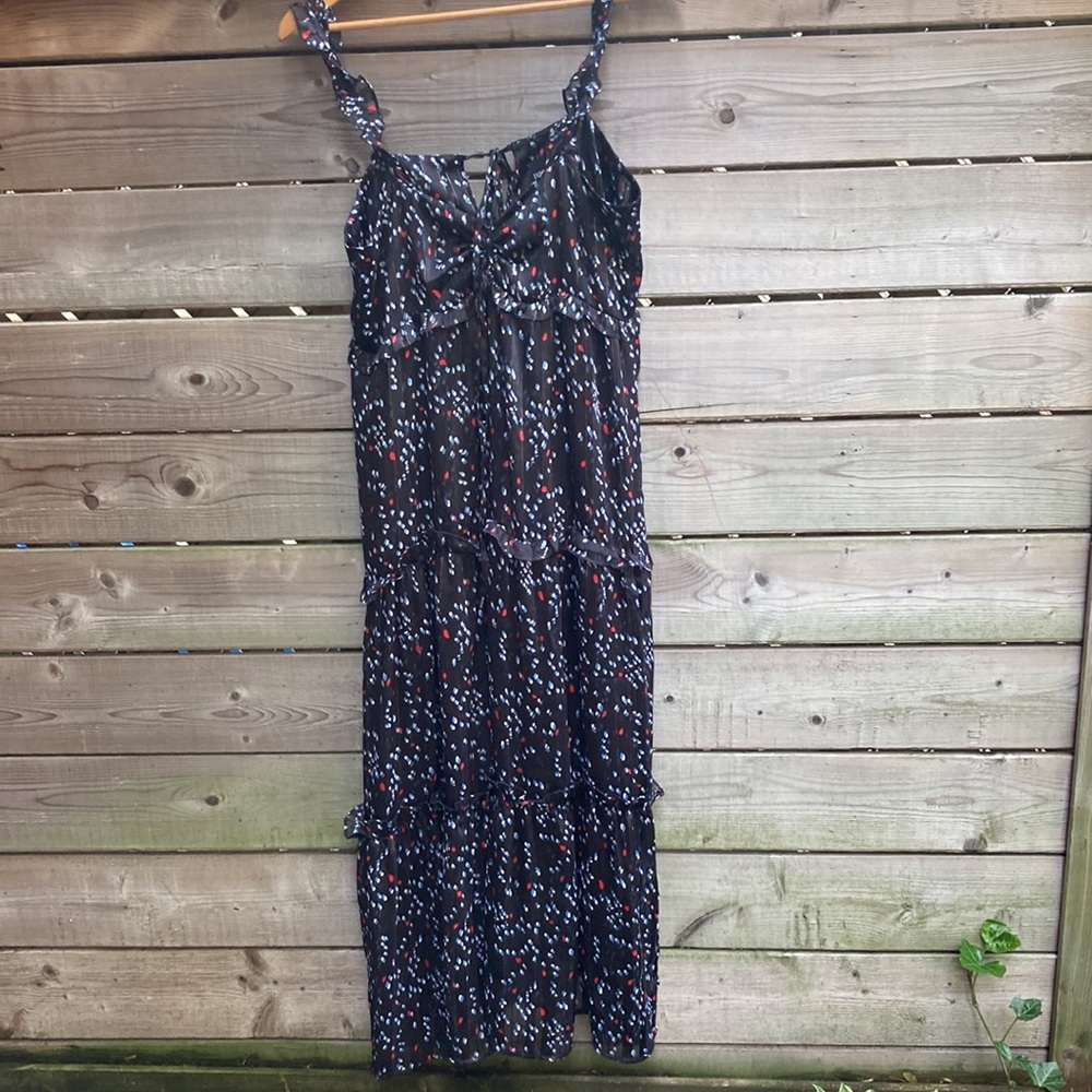 SABINA MUSAYEV tiered chiffon abstract polkadot maxi dress, size small